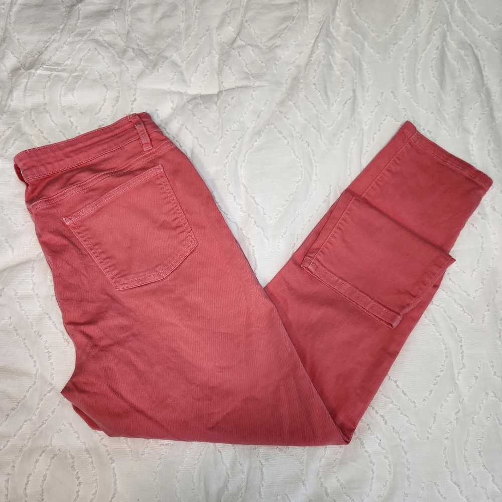 Eileen Fisher Organic Cotton Casual Pants Pink Stretch Mid Rise Sz 10 - Fair